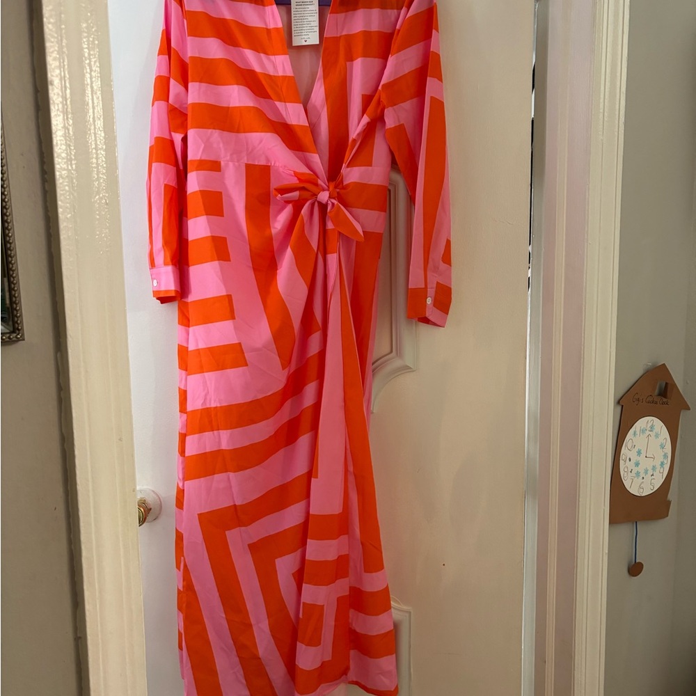 Vibrant Pink and Orange Geometric Dress